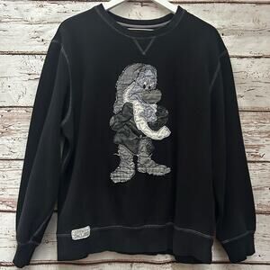 DISNEY PARKS Authentic Grumpy Black Distressed Applique Sweatshirt Size L